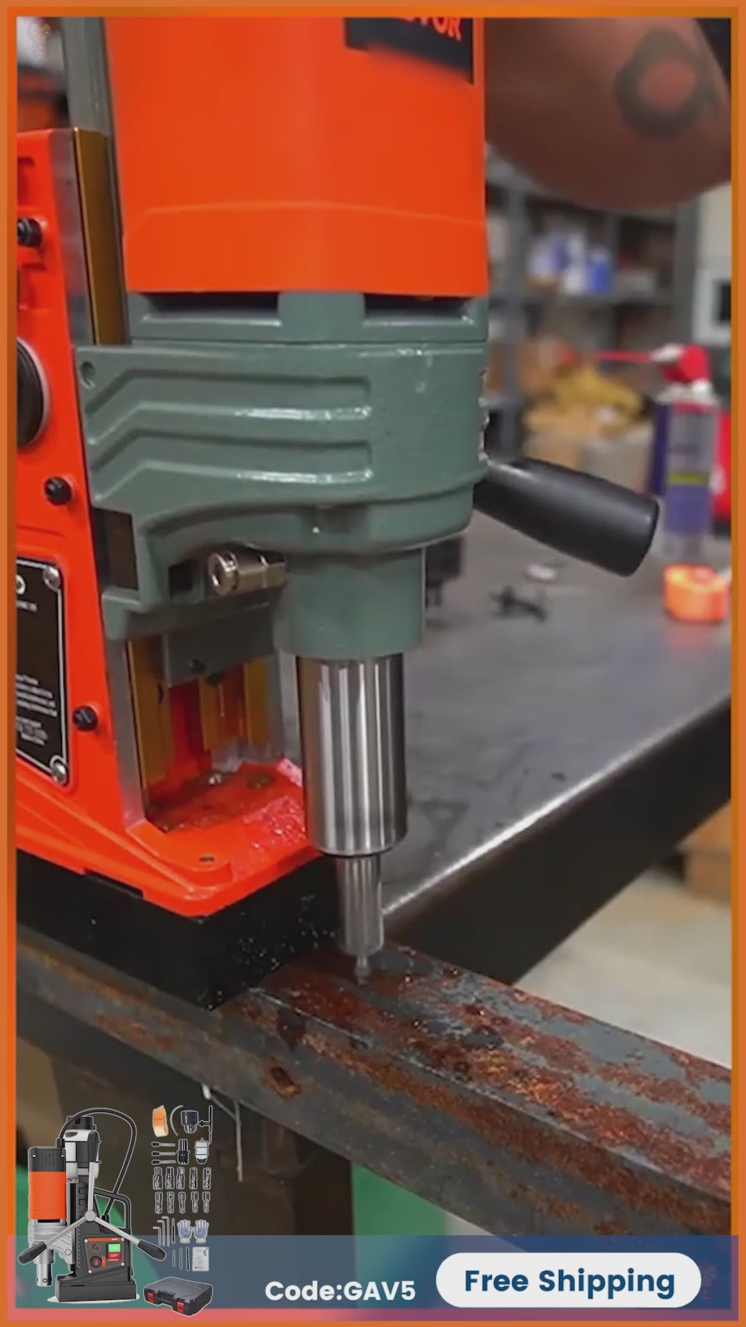 Garvee Mag Drill Press 1650W Portable Magnetic Drill 1.57" Boring Diameter 10-Speed 810 RPM with Drill Bits and Plastic Box