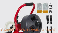 Garvee 50Ft x 5/16 Inch Drain Cleaner Machine, Drain Auger Professional for 3/4 to 3 Inch Pipes, Foot Switch with 6 Cutters, Gloves, Drain Auger Cleaner Sewer Snake