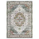 Garvee Machine Washable Vintage Area Rug - Non-Slip, Mark Resistant, Soft Low Pile Accent Carpet for Living Room, Bedroom, Office - Distressed Oriental Style - Camel Green Tone, 5x7ft (152x213cm) USA - Camel Green Tone