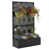 Garvee 71" Tall Metal Raised Planter Box with Trellis & Privacy Screen, Outdoor Rustproof Steel Garden Bed, Drainage Holes, for Climbing Plants, Vines & Vegetables - Black - Big Flower America - Black