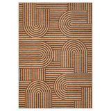 Garvee Modern Abstract Geometric Area Rug – Washable, Soft Low Pile Carpet with Non-Slip Rubber Backing, mark Resistant, Ideal for Living Room, Bedroom, or Dining Room – Camel, 8x10ft (244x305cm), Made in United States - Rainbow Line - Brown
