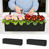 Garvee Heavy Duty Metal Railing Planter Boxes for Balcony – 2 Pack 36 Inch Long Rectangular Flower Pots with Drainage Holes – Sturdy Steel Window Boxes for Deck, Fence, Patio, Outdoor Garden Décor – Black, 36×9×9in, 2pcs - Black