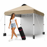 Garvee 10x10 FT Pop Up Outdoor Canopy Tent – Removable Sidewall, Vented Top, Adjustable Height, Heavy Duty Frame, Wheeled Roller Bag, Sandbags – Folding Sun Shelter for Patio, Beach, Camping – White Iron Pipe & Khaki Cloth, Size: White/Khaki - White Iron Pipe + Khaki Cloth