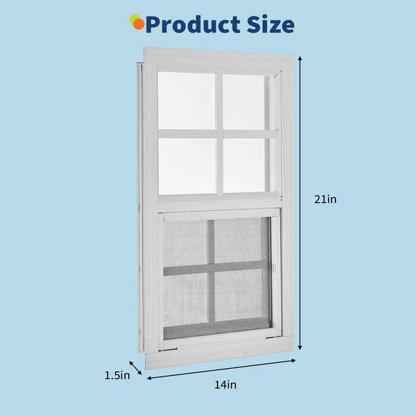 Garvee Aluminum Sliding Storage Window – Tempered Glass & Fiberglass Screen – Flush Mount, Weather Resistant, Easy Install – Perfect for Storages, Chicken Coops, Garages – 14×21 Inch, 1pcs