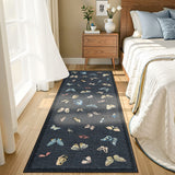 Garvee Washable Non-Slip Butterfly Area Rug – Modern Black Soft Velvet Low-Pile Runner for Living Room, Bedroom, Dining – Collapsible Floor Mat – 2x6ft (61x183cm), United States - Black