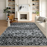 Garvee Modern Geometric Washable Area Rug – Soft Low Pile, Non-Slip & Non-Shedding Collapsible Carpet for Living Room, Bedroom, Nursery or Office – Black Tone, USA, 8x10ft (244x305cm) - Color Tone