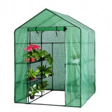 Garvee Heavy Duty Walk-In Greenhouse Tent – 8 Wire Shelves, Sturdy Steel Frame, Thickened UV-Protected PE Cover, Zippered Door & Roll-Up Windows, Portable Outdoor Plant Grow Tent for Garden, Patio, Balcony, Easy Tool-Included Assembly, Size 143x143x195cm,