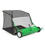 Garvee Heavy-Duty 42" Tow-Behind Lawn Sweeper - 14 cu.ft High Grass catcher Leaf & Grass Collector, Pull Behind Yard Debris Sweeper for Riding Mower/ATV, Carbon Steel - Light Green Body/Light Green Rod, Gloves + Black Storage Bag - Green/Low‑Profile Hopper
