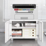 Garvee Mobile Metal Filing Cabinet with Drawers – Adjustable Shelf & Printer Stand – Rolling Office Storage Cabinet on Wheels – Compact Design for Home, Office, or Dorm, White, Small Specification - White