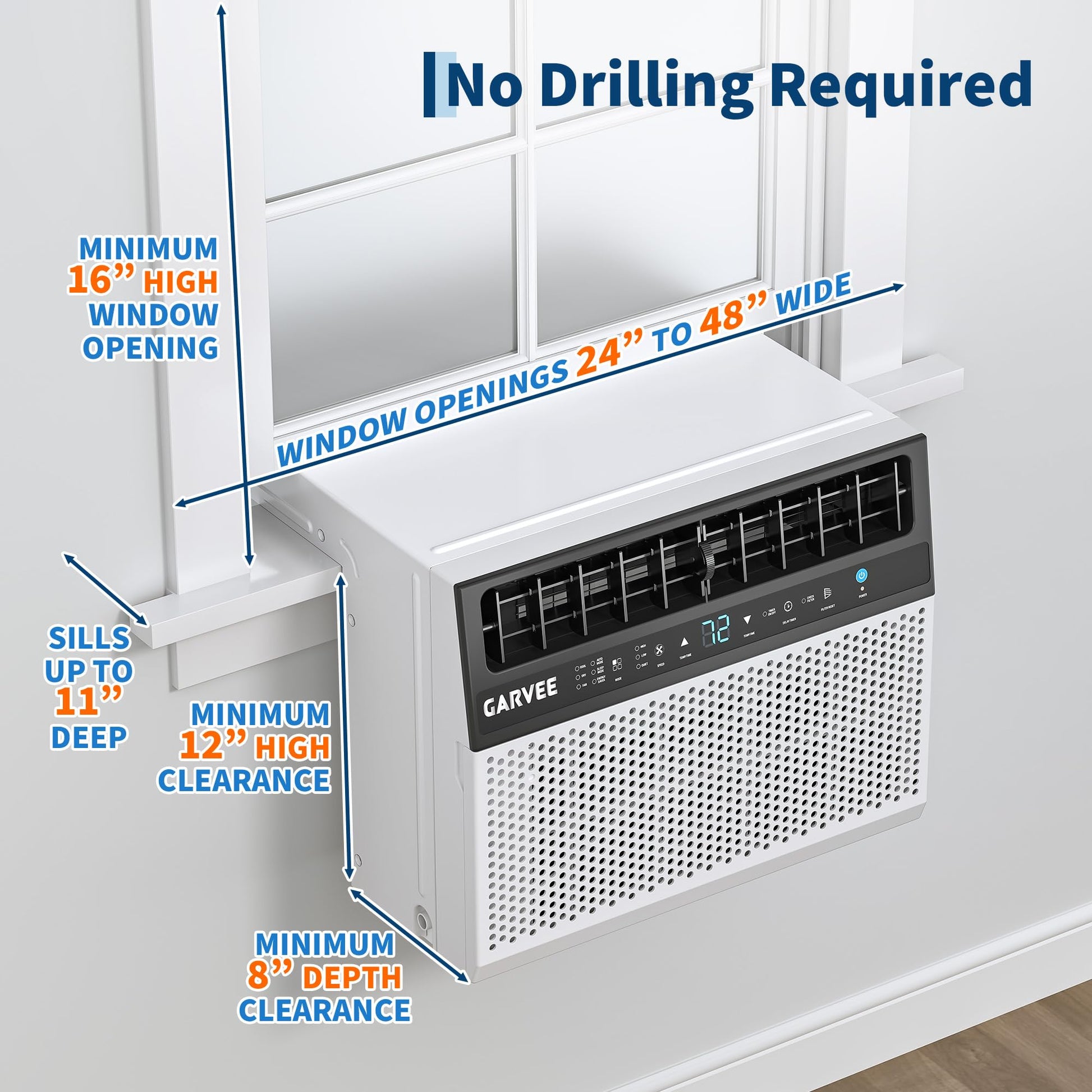 Garvee 8000 BTU U-Shaped Window Air Conditioner with Ultra Quiet Operation & Energy Efficient Cooling, 3-in-1 Modes, Easy Installation, for Home Bedroom Office