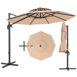 Garvee 10FT Offset Cantilever Patio Umbrella - 360° Rotation - UV Protection & Fade-Resistant Polyester - Easy Tilt Adjustment - Large Outdoor Sun Shade for Pool, Deck, Garden, Backyard - Khaki Color - Khaki