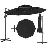 Garvee 10FT Offset Cantilever Patio Umbrella - 360° Rotation - UV Protection & Fade-Resistant Polyester - Easy Tilt Adjustment - Large Outdoor Sun Shade for Pool, Deck, Garden, Backyard - Black - Black
