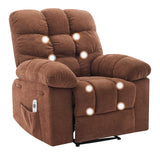 Garvee Oversized Recliner Rocking Chair with Massage & Heat – Extra Wide Overstuffed, Breathable Upholstery, Ergonomic Design, 2 Side Pockets & Remote Control – For Living Room or Bedroom – Linen | Brown
