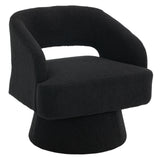 Garvee Modern Swivel Barrel Accent Chair – Soft Upholstered Round Lounge Seat, Striped Hollowed Backrest, 360° Rotating Base, Ideal for Living Room, Bedroom, Reading Nook, Vanity – Stuffed Fleece | Black - Teddy Fleece | Black | 1Pcs