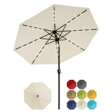 Garvee 10FT Solar Patio Umbrella with 32 LED Lights – Waterproof Outdoor Market Table Parasol – Crank Lift, Push Button Tilt, 8 Sturdy Ribs, UV Protection – Ideal for Garden, Deck, Pool, Yard – Color: EU4 Neutral White - Eu4 Yellow