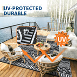 Garvee Waterproof Reversible Outdoor Rug 8x10ft – Lightweight Collapsible Plastic Straw Carpet – Easy Clean, Mark Resistant – Patio, Deck, Balcony, Camping, RV, Picnic – Black and White, USA - Four Colors - Yellow/Rose Red/Green/White