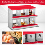 Garvee Heavy-Duty Roll Away Chicken Nesting Box – 6 Compartments, Stainless Steel, Perch & Secure Lid, Ventilated, 4 Dummy Eggs, 10 Damp-Proof Mats, Wall-Mount or Free Standing – Red, 6-compartment basic model - Dark Green