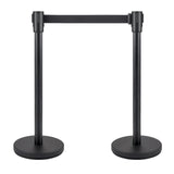 Garvee Crowd Control Stanchion Set, 2-Pack Steel Retractable Belt Barriers (6.5 ft) - Heavy-Duty Base, Easy Assembly - Queue Line Divider Posts for Events/Retail | Black rope | Do not add water to the base