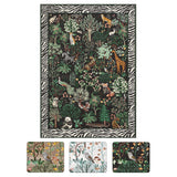 Garvee Washable Jungle Animal Area Rug – Soft Low Pile, Non-Slip Carpet for Living Room, Bedroom, Nursery – Collapsible Botanical Accent – Black, 8x10ft (244x305cm), USA Spec - Black (Plant)