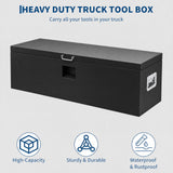 Garvee Heavy Duty Steel Truck Bed Tool Box – Dual Lid, Lockable, Waterproof, Gas Struts, Side & Front Handles, Black, Powder-Coated – For Pickup, Trailer, RV – 24 x 16 x 14 in - Black