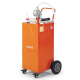 Garvee 35 Gallon Heavy Duty Portable Steel Fuel Caddy for Gasoline & Fuel - Manual Rotary Pump - Mobile Transfer Tank with 4 Reinforced All-Terrain Wheels and 10ft Hose - Outdoor Fuel Storage for Trucks, Boats, ATVs, Lawn Mowers, Farm Equipment - - Reinforced 2-Wheel, 2-Support Version - Red - Ma Hailin