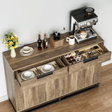Garvee Spacious Buffet Sideboard Cabinet – Modern Dining Room Storage with 2 Drawers & 4 Doors, Sturdy Wood Accent Cupboard for Kitchen, Coffee Bar, Living Room – Vintage Brown Finish – Datong 41014K - Datong 40084 Gray
