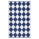 Garvee Reversible Waterproof Outdoor Rug – Durable Plastic Straw Carpet, Easy to Clean, with Carry Bag, Checkered Geometric Design for RV, Patio, Camping, Deck, Picnic, Beach, Backyard – Navy/White – 9x12ft (274x360cm) USA - Dark Blue