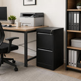 Garvee Secure 2-Drawer Metal File Cabinet with Key Lock – Sturdy Steel Filing Organizer – Smooth Sliding Drawers – Compact Storage for Legal/Letter/A4 Documents – Ideal for Office & Home – Black