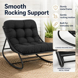 Garvee collapsible Outdoor Rocking Chair for Adults - Heavy-Duty Patio Lounge Rocker, Padded Oxford Cushion, Metal/Iron Frame, 450 lb Capacity - Porch/Backyard/Balcony - Tan - Tan