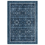 Garvee 6x9ft Washable Persian Area Rug, Blue Vintage Floral Design, 100% Polyester 350gsm Soft Low-Pile Carpet, TPR Non-Slip Foldable Backing, Machine Washable Indoor Rug for Living Room, Bedroom, Dining Room, Nursery, Home Office - Blue