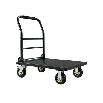 Garvee Heavy Duty Platform Truck Cart, Steel Flatbed Dolly with 6" Swivel Wheels and Brakes, Foldable Hand Truck for Warehouse, Garage, Shipping, 36"x24", Black