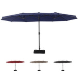 Garvee 15ft x 9ft Double-Sided Patio Umbrella with Base – Extra Large Rectangular Outdoor Market Umbrella – Heavy Duty Crank Lift, UV Protection, Wind Resistant – Navy