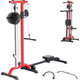 Garvee 2-in-1 Rowing & LAT Pull Down Cable Machine – Adjustable Resistance – High/Low Pulley System – Compact Multi-Function Strength Training – Full Body Muscle Toning & Cardio – Home Gym – Black & Red