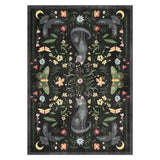 Garvee Washable Gothic Cat Floral Area Rug - Soft Low Pile, Non-Slip Rubber Backing, Mark Resistant & Non-Shedding Indoor Carpet for Living Room/Bedroom - Black, 8x10 ft (244x305 cm) - Black