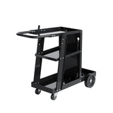 Garvee 400 lb Capacity Welding Cart - Heavy-Duty Rolling Welder Equipment Stand, 3-Tier Storage Shelves, Steel Utility Cart, 360° Swivel Casters for TIG/MMA/Plasma Cutter - Flat handle | 3 layers