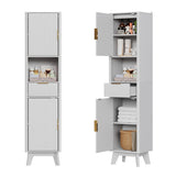 Garvee Slim Tall Freestanding Storage Cabinet – 67" Entryway Organizer with 2 Doors, Drawer & Adjustable Shelves – Space-Saving Pantry for Bathroom, Kitchen, Living Room – White