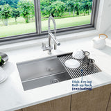 Garvee 30x19" Undermount Single Bowl Kitchen Basin with Drainboard – 16 Gauge 304 Stainless Steel, 10" Deep Basin, Bottom Grid & Drain, Sound Dampening, Corrosion Resistant, Modern Design – 30*19*10 single basin with step, with bottom mesh + drain, basin - Double Ss Sinkes
