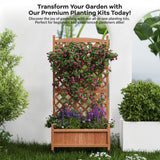 Garvee High-quality Wooden Raised Planter Box with Trellis – Mobile Vertical Garden Bed with Drainage Holes, Tall Outdoor Plant Pot for Patio, Balcony, or Yard, Natural Fir – 1PCS