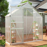 Garvee Heavy Duty 6x3 FT Polycarbonate Walk-In Greenhouse for Outdoors - Sturdy Aluminum Frame, Sliding Door, Adjustable Roof Vent, Rain Gutter - Ideal for Patio, Backyard, Garden - 8-Natural Color - White