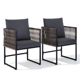 Garvee Durable Black PE Rattan Patio Dining Chairs Set with Cushions – Weather-Resistant Outdoor Furniture for Garden, Balcony, or Commercial Use – Set of 4, Four black ones per box - Black