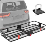 Garvee Heavy Duty Folding Hitch Cargo Carrier 70" x 30" x 6" – 600 lbs Steel Luggage Rack – Hitch Lock & Reflective Safety Panels – Fits 2" Receiver for SUV/Truck – Black (Frame) - Black