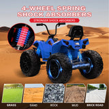 Garvee 24V 4WD Kids Electric ATV Ride-On Quad – 2-Seater, 4x100W Motors, Dual 7AH Batteries, EVA Tires, Metal Suspension, LED Lights, wireless Music, Accelerator Handle – Blue