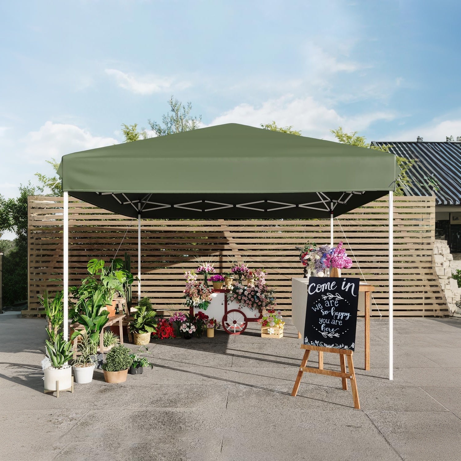 Garvee Portable Outdoor Canopy Tent with Adjustable Height, Waterproof 210D Oxford Fabric, Corrosion-Resistant Frame, Green, 10x10ft, Camping & Events