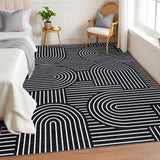 Garvee Modern Abstract Rainbow Geometric Area Rug – Washable, Soft Low Pile Carpet with Non-Slip Rubber Backing, mark Resistant, Perfect for Living Room, Bedroom, or Dining Room – Black, 8x10ft (244x305cm), Made in United States - Rainbow Line - Black