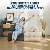 Garvee Folding Sofa Bed Convertible Sleeper Chair with Pillow Dark Gray Single - Foldable Mattress for Living Room Bedroom