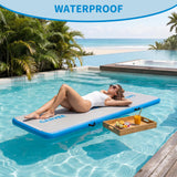 Garvee Durable Inflatable Gymnastics Air Mat for Yoga & Training - 4'' Thick Tumble Track - Non-Slip, Easy Setup, With Electric Pump - Portable Mat, Blue, 16FT x 3.3FT x 4IN / 500x100x10cm USA - Blue