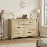 Garvee Modern 6 Drawer Dresser for Bedroom – 47" Wide Wooden Chest – Freestanding Narrow Vertical Storage Cabinet – Entryway, Living Room, Nursery – Natural Oak Finish – Wood color-Ying