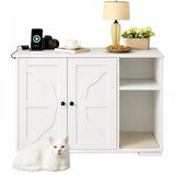 Garvee Dog-Proof Cat Litter Box Enclosure Cabinet for Large Self-Cleaning/Automatic Litter Boxes - Side Exit - Litter Catch Tray - Shelf & Charging Station, 5 ft Cord - White Rice-Shaped Design - Nd-5045-22 Black Union Jack Pattern