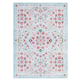 Garvee Ultra-Soft Washable Floral Area Rug – Non-Slip, Low Pile, Mark Resistant, Collapsible Carpet for Living Room, Bedroom, Nursery, Dining – Light Blue, 5x7ft, Made in USA