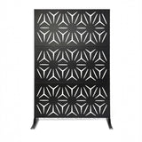 Garvee No-Dig Freestanding Outdoor Metal Privacy Screen Panel 48"W x 75"H - Rustproof Powder-Coated Steel Decorative Fence Divider/Wind Screen - Large Flower - Black positioning hole + 2 sets of nails - Black Positioning Holes + 2 Sets Of Nails